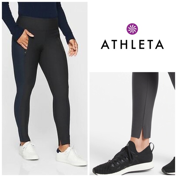 Athleta NEW Stellar Tight Pants black/blue Small - Picture 1 of 10